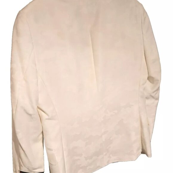NEW WITH TAGS JF J.Ferrar Slim Fit Tuxedo Suit Jacket Men's 38S Ivory Camo White - Picture 2 of 6